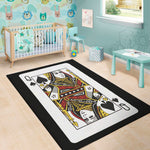 Queen Of Spades Playing Card Print Area Rug