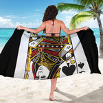 Queen Of Spades Playing Card Print Beach Sarong Wrap