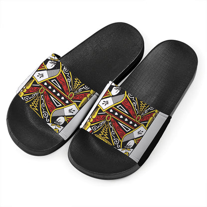 Queen Of Spades Playing Card Print Black Slide Sandals