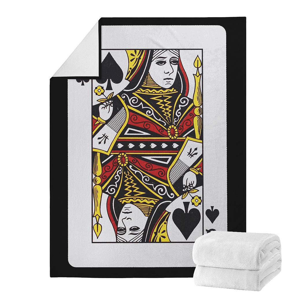 Queen Of Spades Playing Card Print Blanket