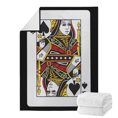 Queen Of Spades Playing Card Print Blanket
