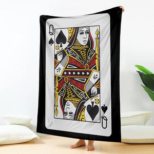 Queen Of Spades Playing Card Print Blanket