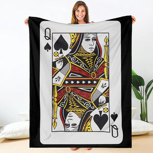 Queen Of Spades Playing Card Print Blanket