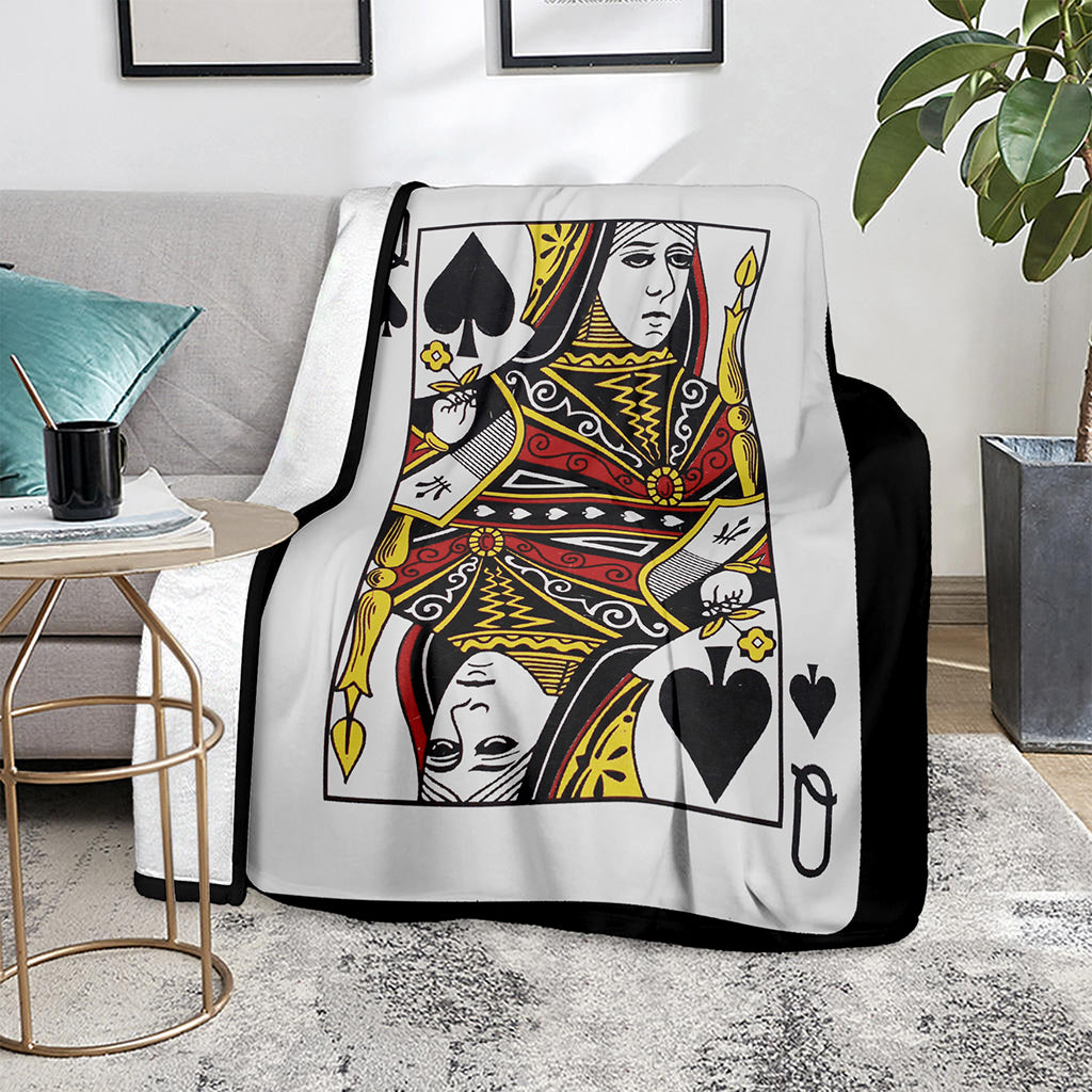 Queen Of Spades Playing Card Print Blanket