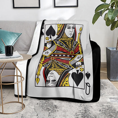 Queen Of Spades Playing Card Print Blanket