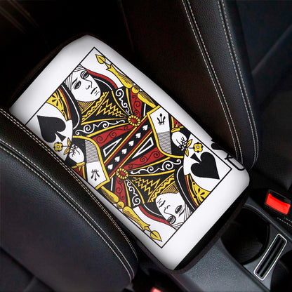 Queen Of Spades Playing Card Print Car Center Console Cover