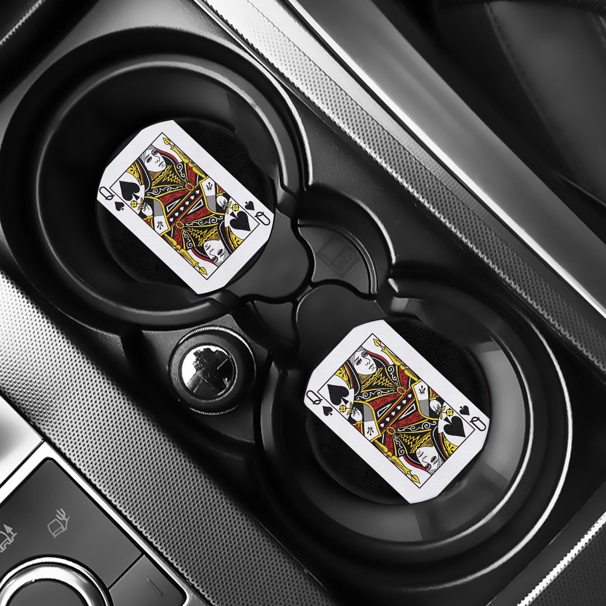 Queen Of Spades Playing Card Print Car Coasters