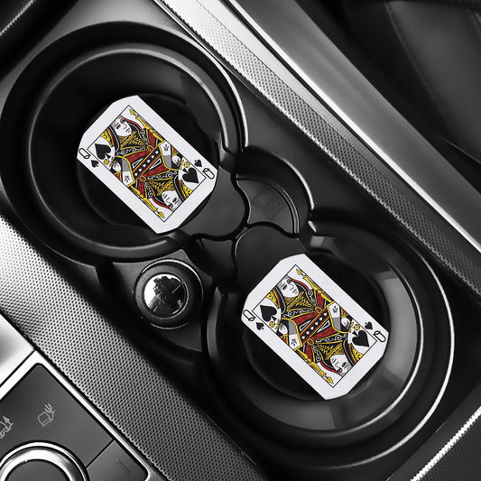 Queen Of Spades Playing Card Print Car Coasters