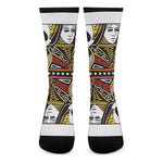 Queen Of Spades Playing Card Print Crew Socks