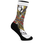 Queen Of Spades Playing Card Print Crew Socks