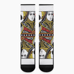 Queen Of Spades Playing Card Print Crew Socks