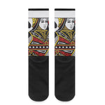 Queen Of Spades Playing Card Print Crew Socks