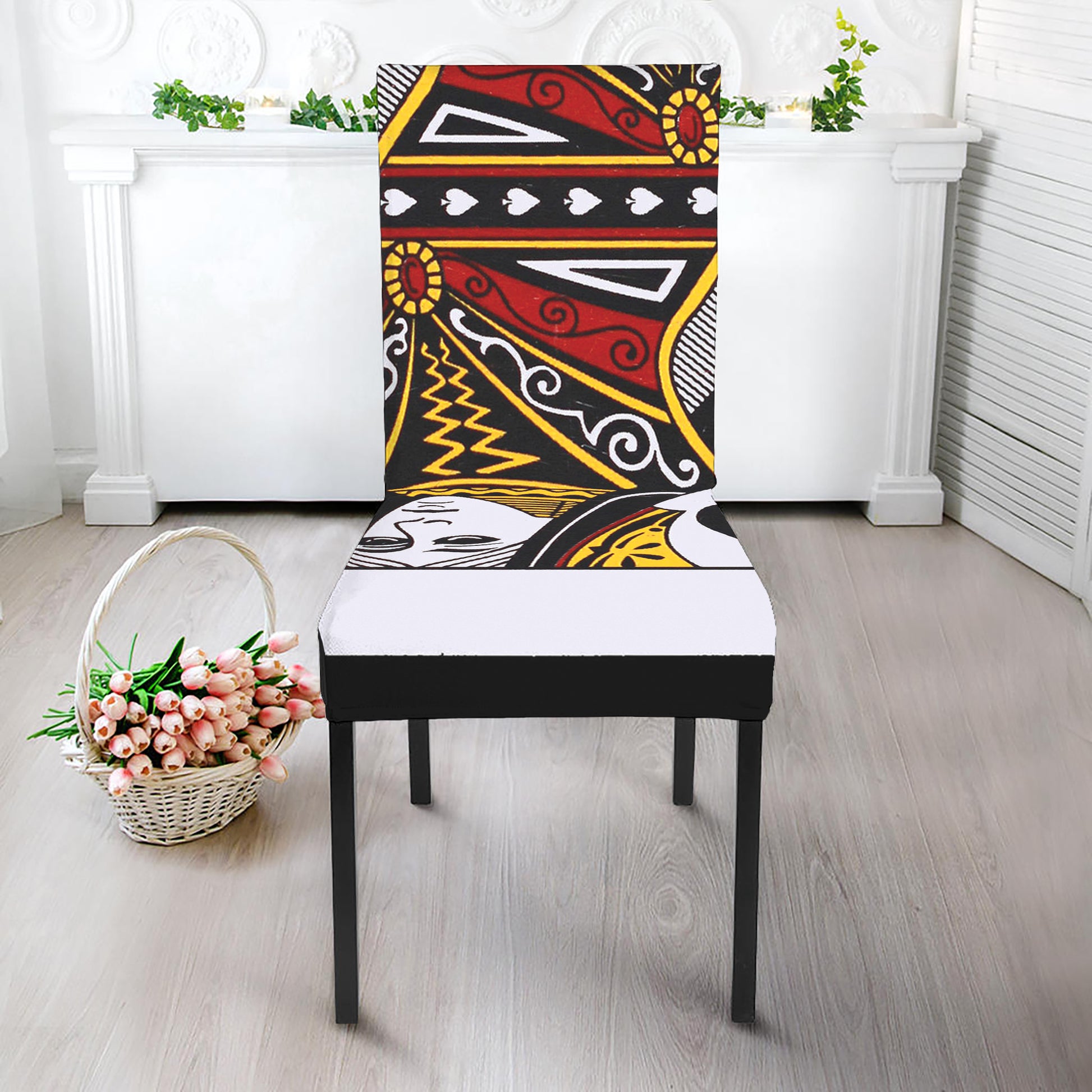 Queen Of Spades Playing Card Print Dining Chair Slipcover
