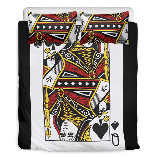Queen Of Spades Playing Card Print Duvet Cover Bedding Set
