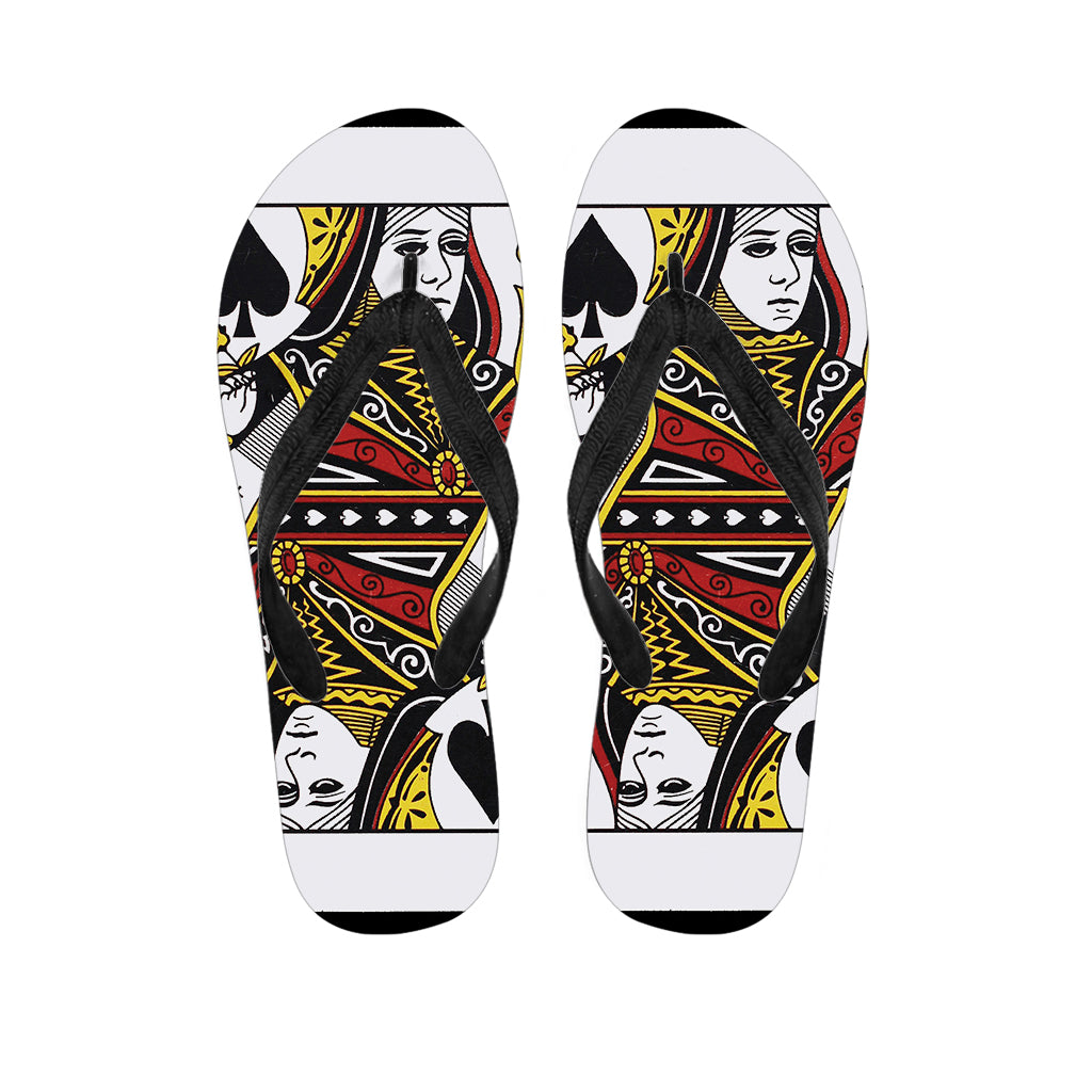 Queen Of Spades Playing Card Print Flip Flops
