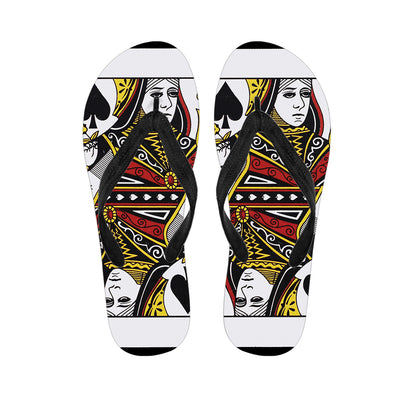 Queen Of Spades Playing Card Print Flip Flops