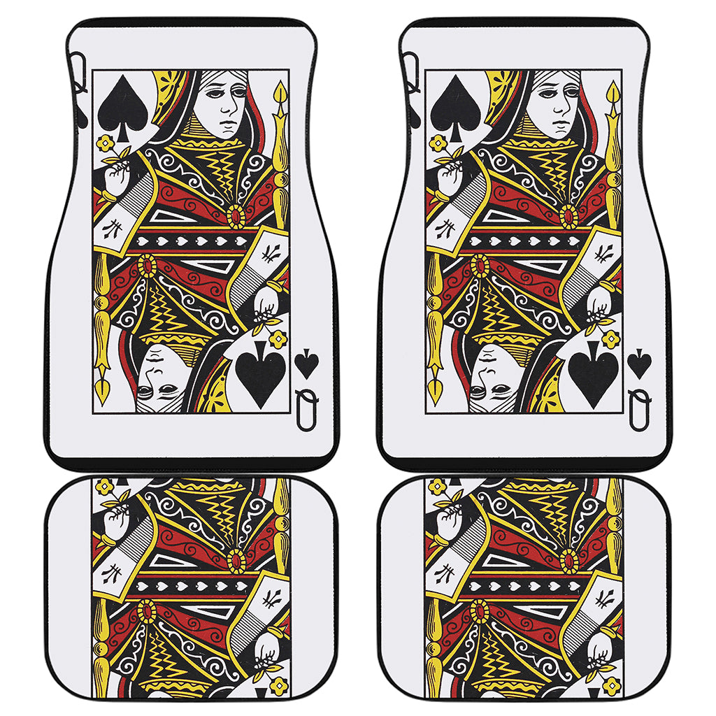 Queen Of Spades Playing Card Print Front and Back Car Floor Mats