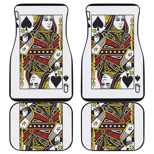 Queen Of Spades Playing Card Print Front and Back Car Floor Mats