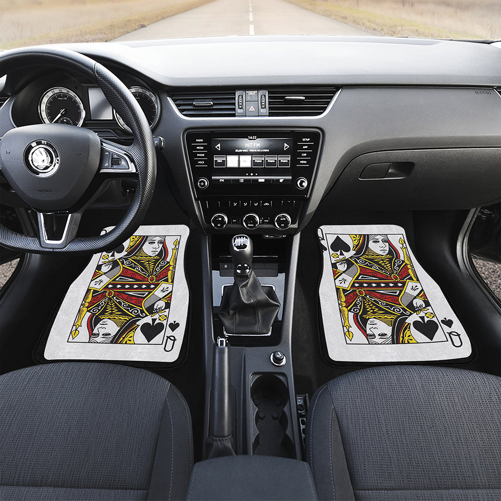Queen Of Spades Playing Card Print Front and Back Car Floor Mats
