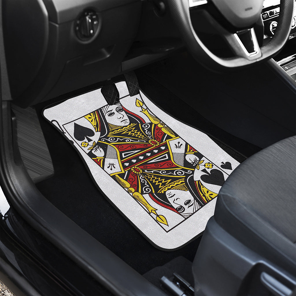 Queen Of Spades Playing Card Print Front and Back Car Floor Mats
