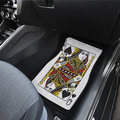 Queen Of Spades Playing Card Print Front and Back Car Floor Mats