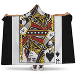 Queen Of Spades Playing Card Print Hooded Blanket