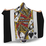 Queen Of Spades Playing Card Print Hooded Blanket
