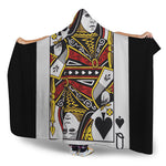 Queen Of Spades Playing Card Print Hooded Blanket