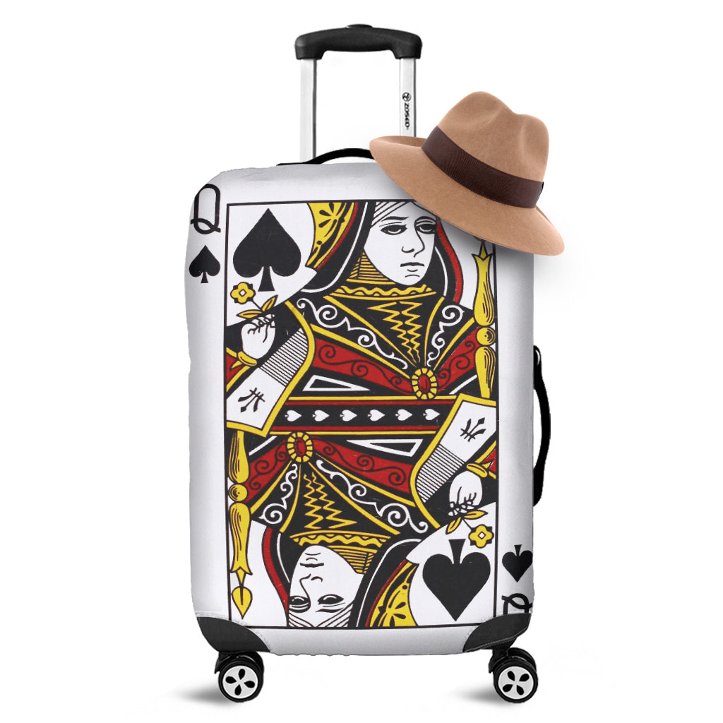Queen Of Spades Playing Card Print Luggage Cover