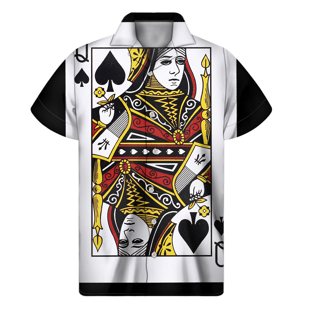 Queen Of Spades Playing Card Print Men's Short Sleeve Shirt