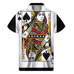 Queen Of Spades Playing Card Print Men's Short Sleeve Shirt