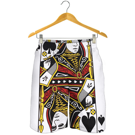Queen Of Spades Playing Card Print Men's Shorts