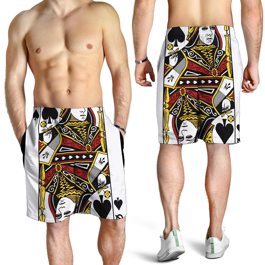 Queen Of Spades Playing Card Print Men's Shorts