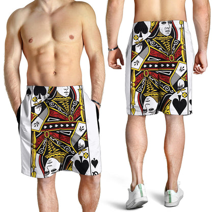 Queen Of Spades Playing Card Print Men's Shorts