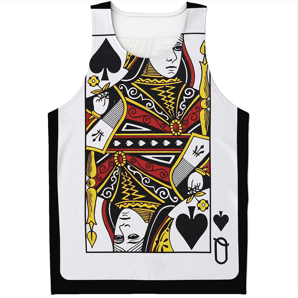 Queen Of Spades Playing Card Print Men's Tank Top