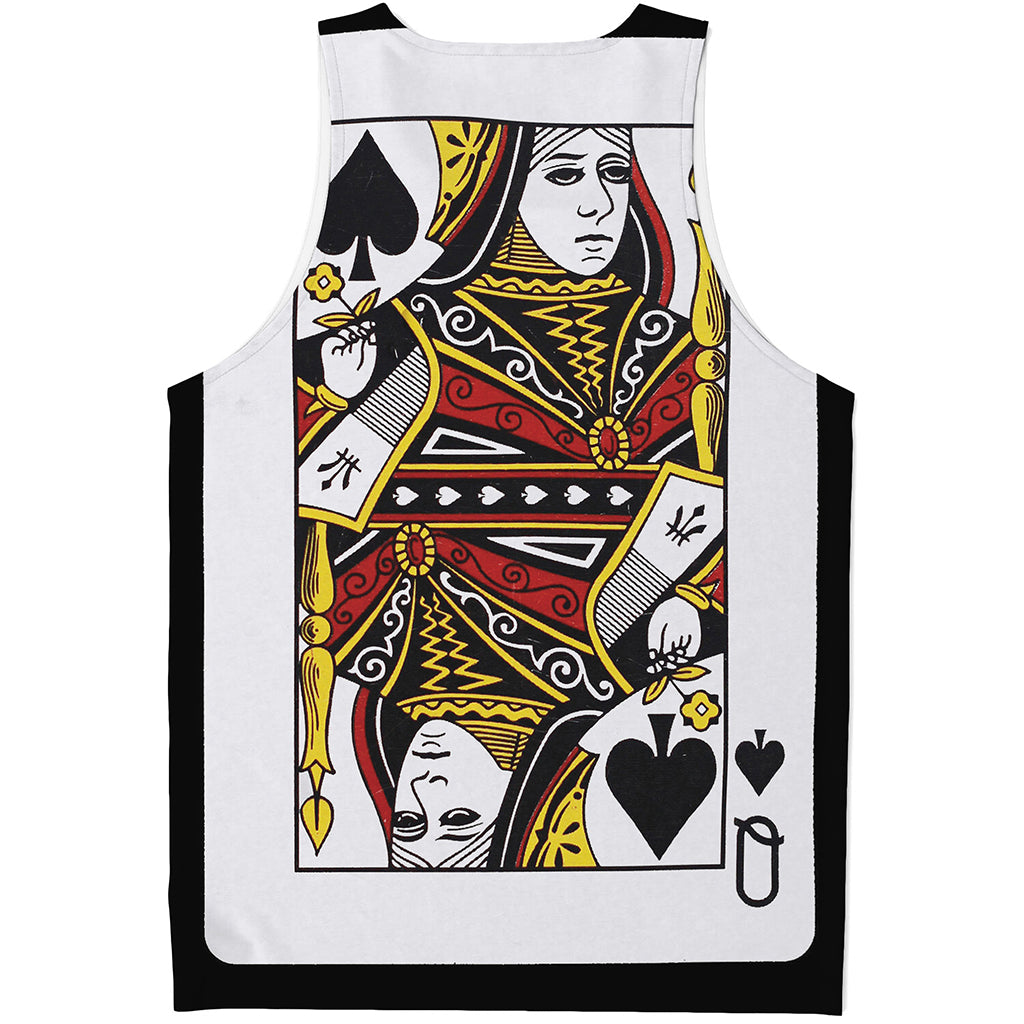 Queen Of Spades Playing Card Print Men's Tank Top