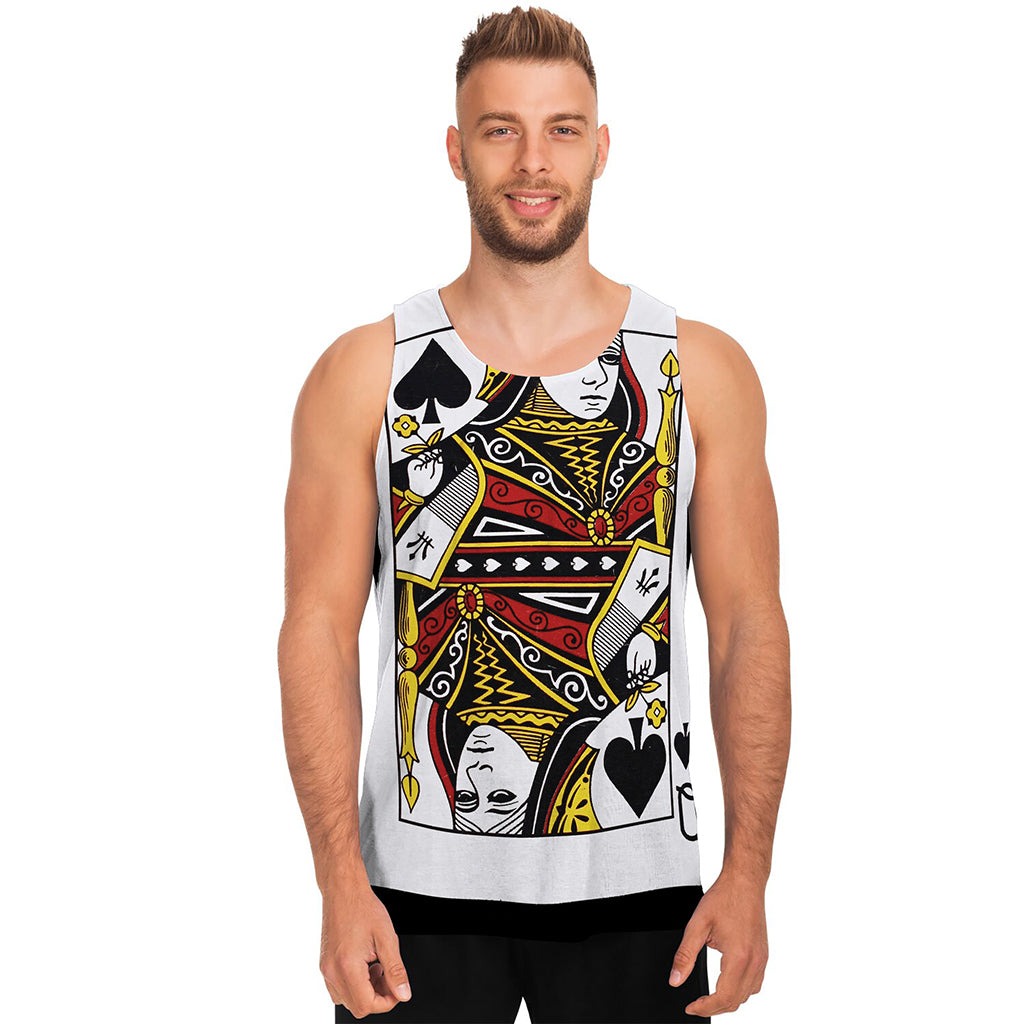 Queen Of Spades Playing Card Print Men's Tank Top