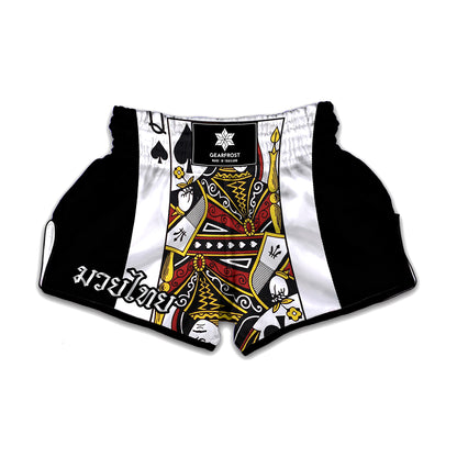 Queen Of Spades Playing Card Print Muay Thai Boxing Shorts