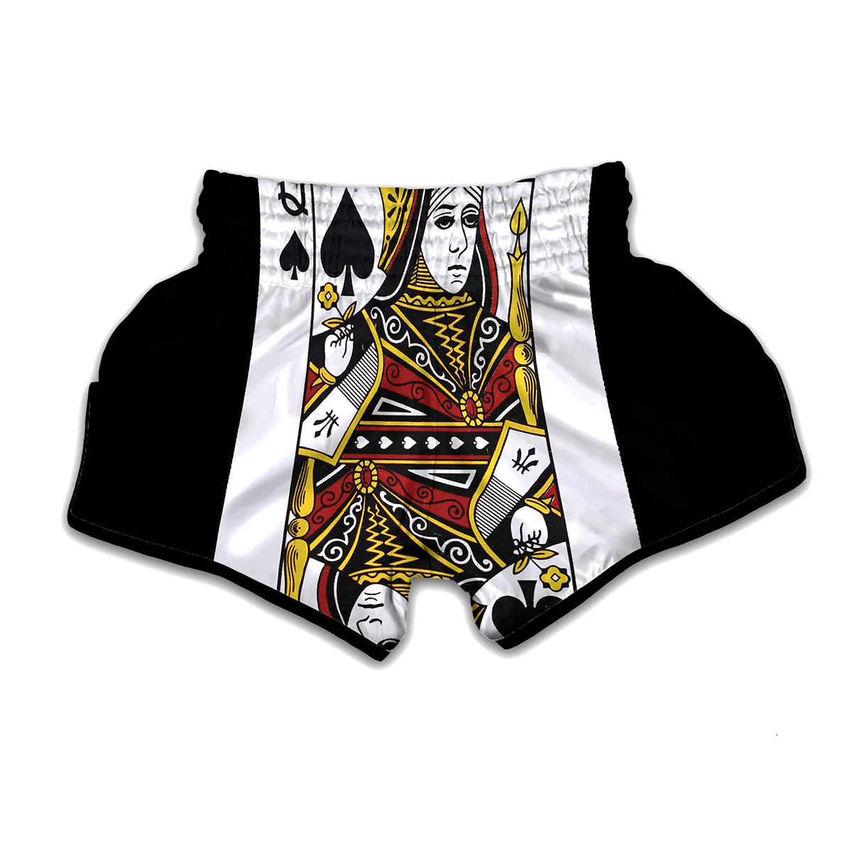 Queen Of Spades Playing Card Print Muay Thai Boxing Shorts