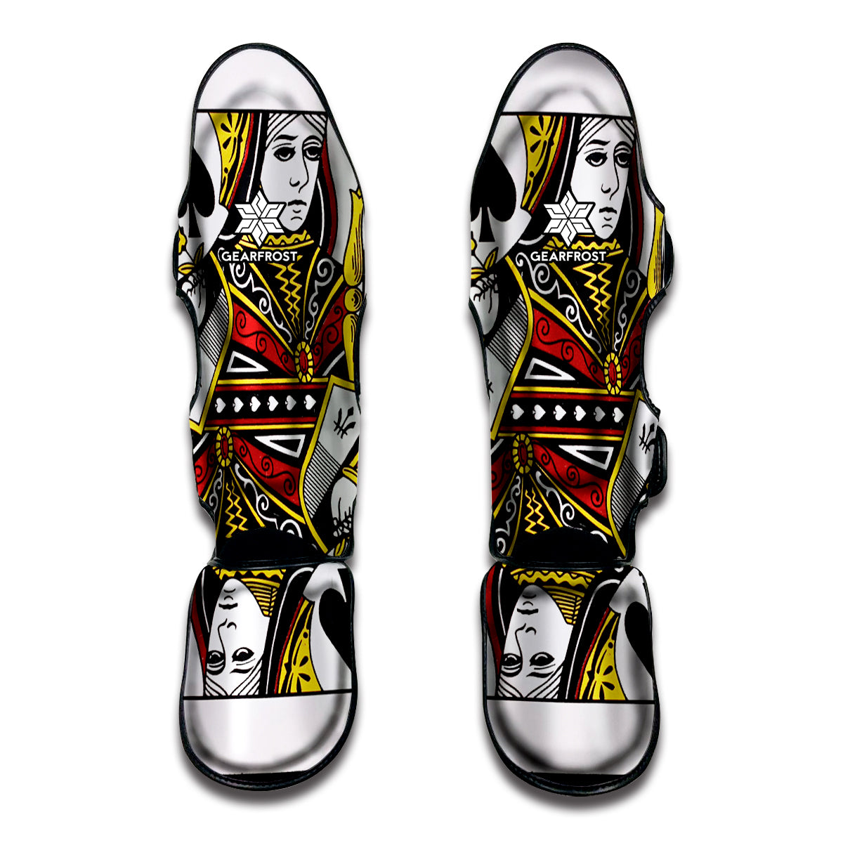Queen Of Spades Playing Card Print Muay Thai Shin Guard