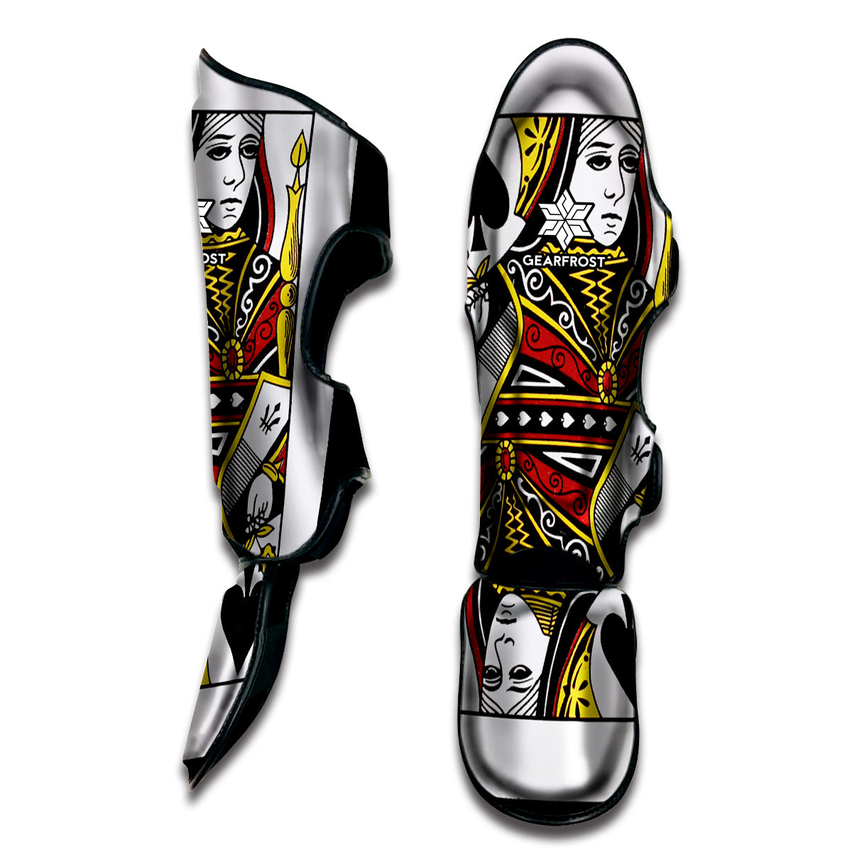Queen Of Spades Playing Card Print Muay Thai Shin Guard