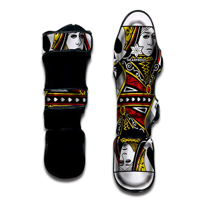 Queen Of Spades Playing Card Print Muay Thai Shin Guard