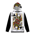 Queen Of Spades Playing Card Print Pullover Hoodie
