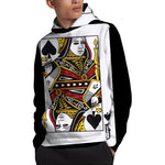 Queen Of Spades Playing Card Print Pullover Hoodie