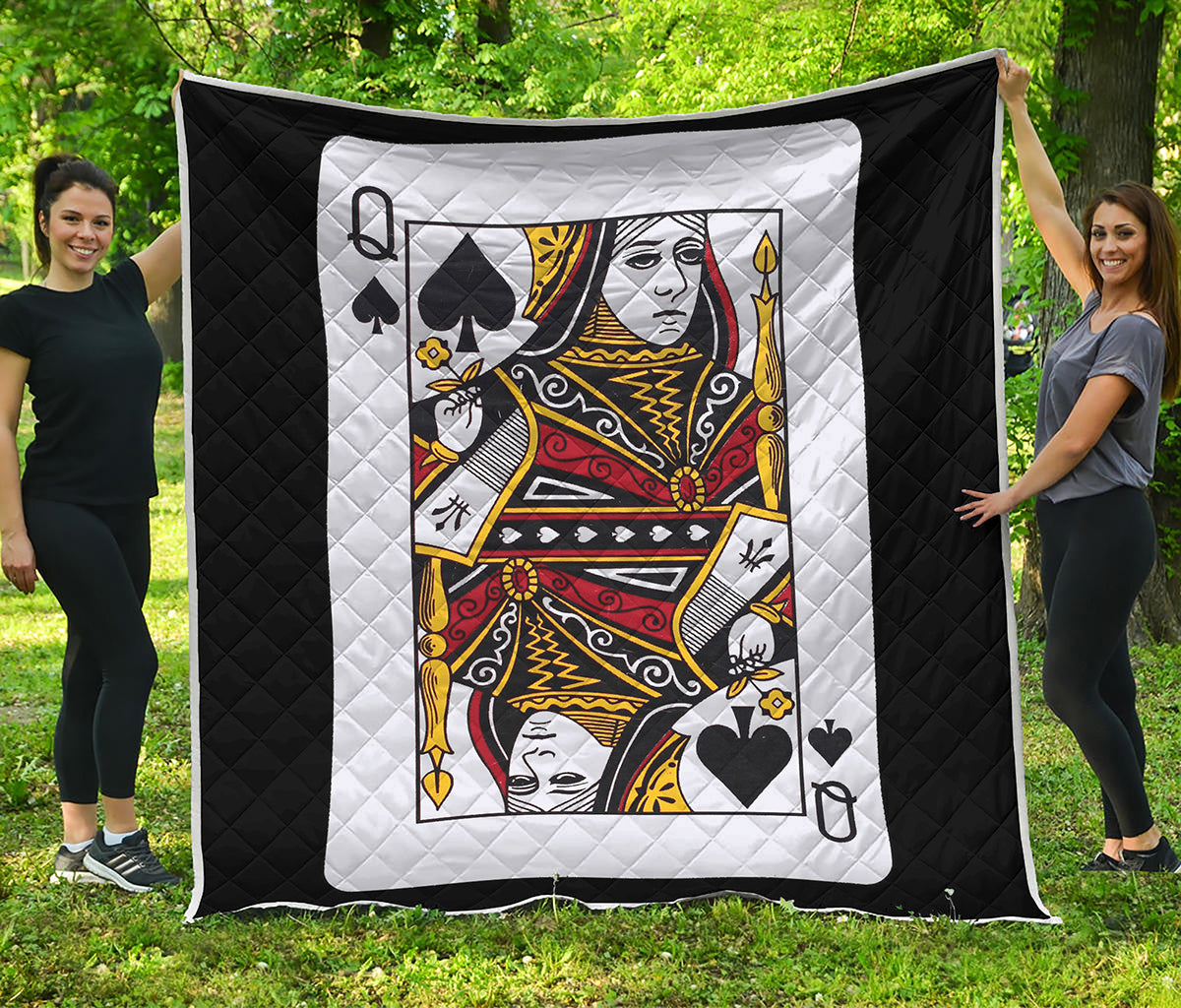 Queen Of Spades Playing Card Print Quilt