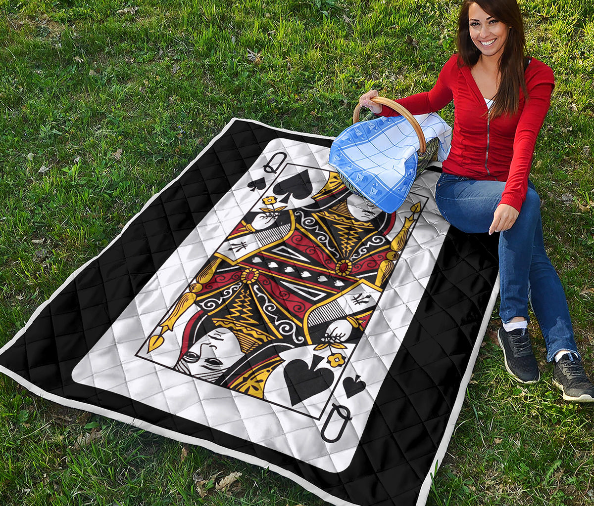 Queen Of Spades Playing Card Print Quilt
