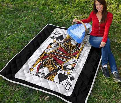 Queen Of Spades Playing Card Print Quilt