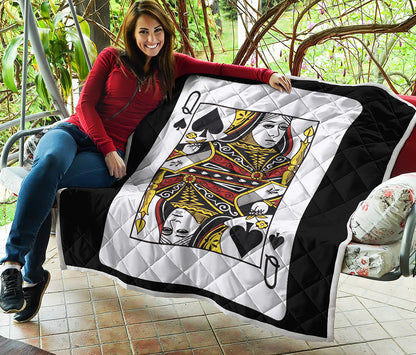 Queen Of Spades Playing Card Print Quilt