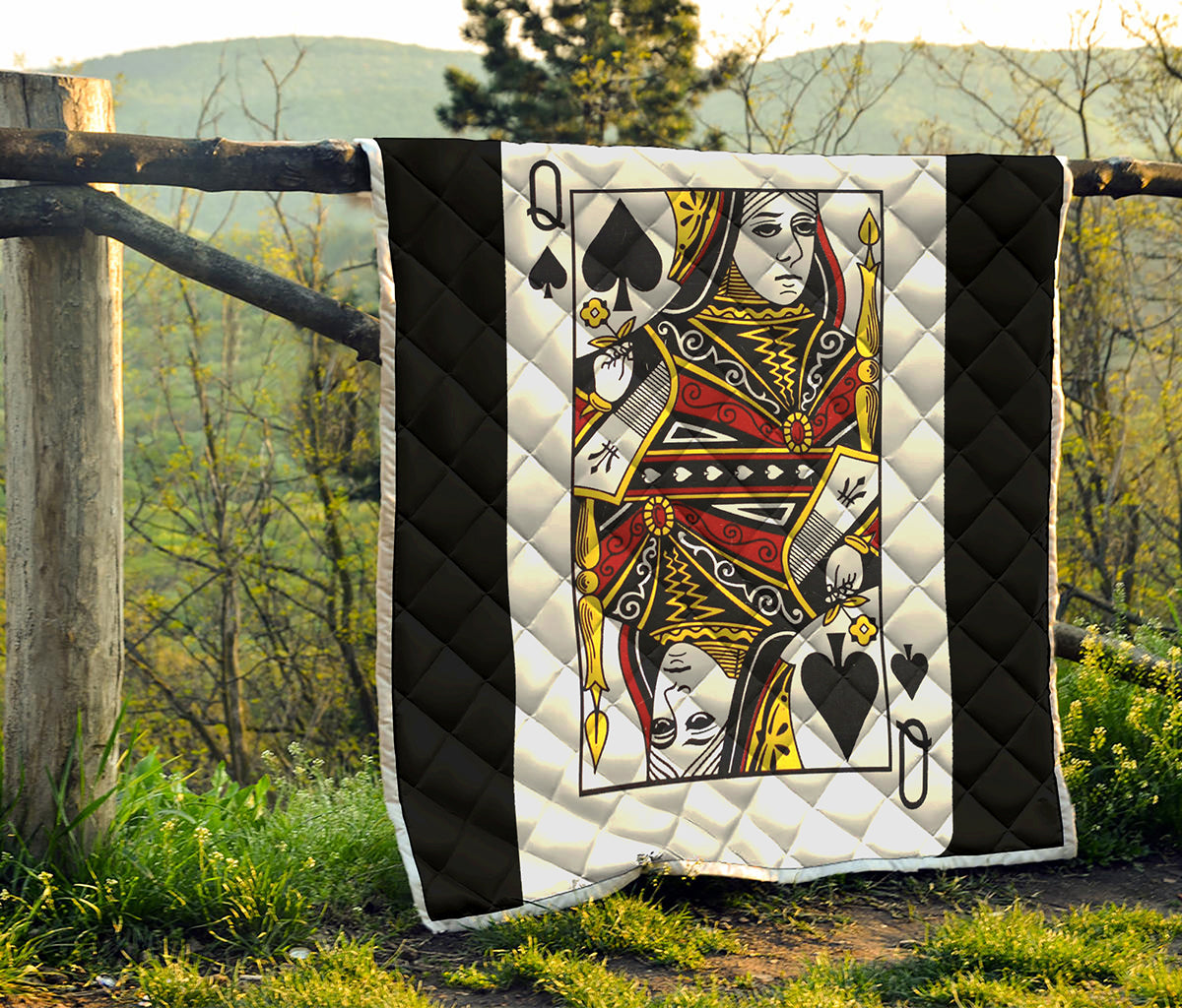 Queen Of Spades Playing Card Print Quilt
