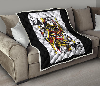 Queen Of Spades Playing Card Print Quilt